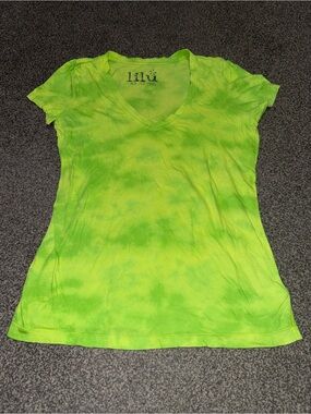 Y2K Lilu Green Yellow Tie Dye Baby Tee XS 100% Cotton Grunge Fairy Grunge